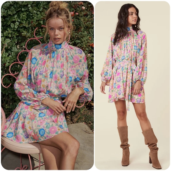 🍒NWT🍒 SPELL MOSSY HIGH NECK MINI DRESS - Picture 3 of 9